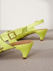 Lime Green Signature Leather Cage Slingback Heels - Image 7 of 10