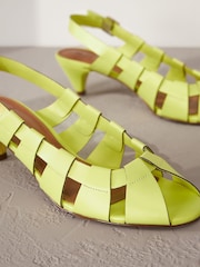 Lime Green Signature Leather Cage Slingback Heels - Image 8 of 10