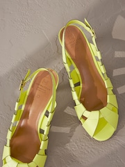 Lime Green Signature Leather Cage Slingback Heels - Image 9 of 10