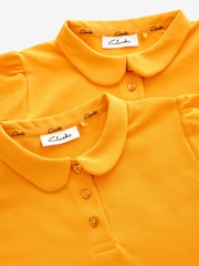 Clarks Yellow Girls Short Sleeve School Shirts 2 Pack - Image 4 of 6