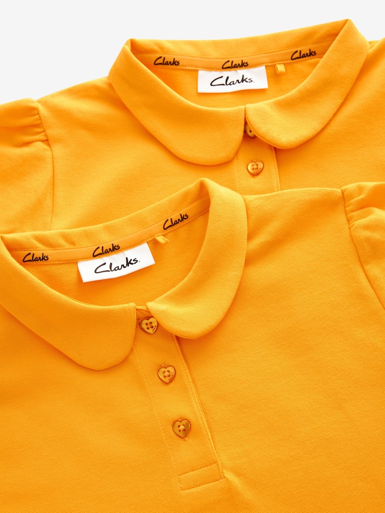 Clarks Yellow Girls Short Sleeve School Shirts 2 Pack - Image 4 of 6