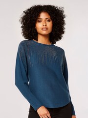 Apricot Blue Chandelier Stud Batwing Jumper - Image 1 of 4