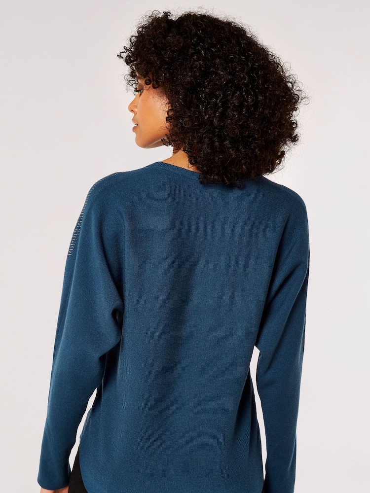 Apricot Blue Chandelier Stud Batwing Jumper - Image 2 of 4