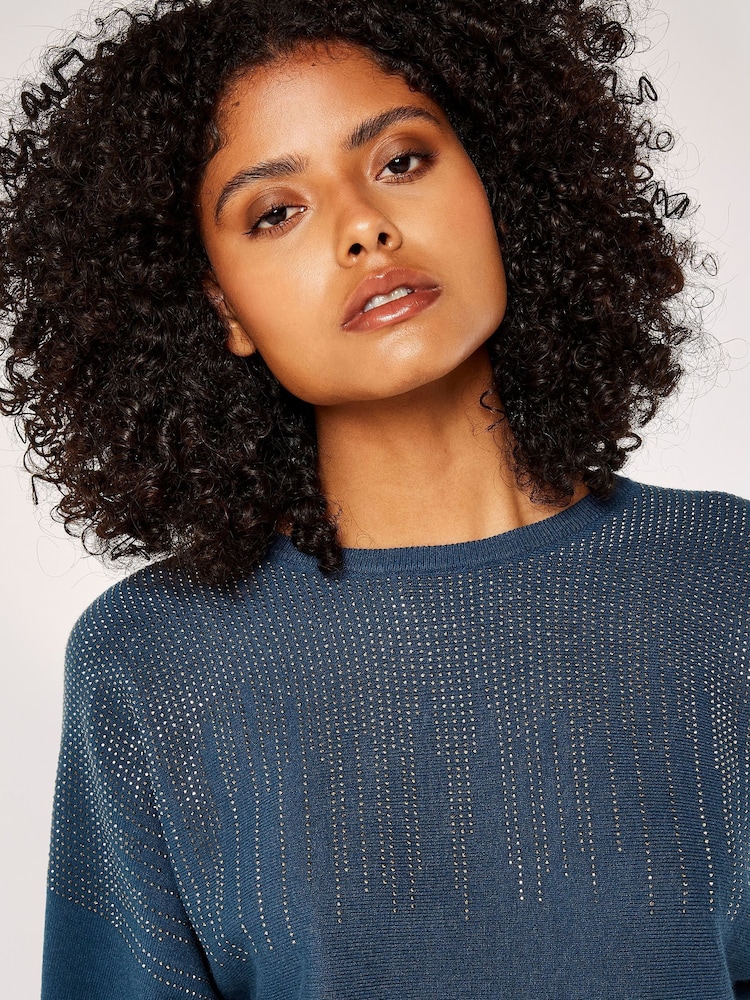 Apricot Blue Chandelier Stud Batwing Jumper - Image 4 of 4
