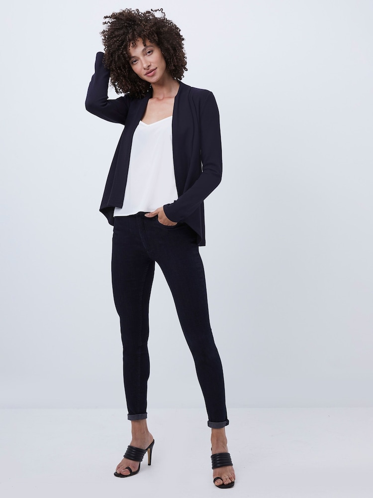 French Connection Blue Jersey Josie Drape Front Jacket - Image 1 of 3