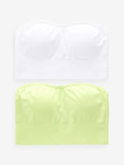 Weiß/Limettengrün - Nahtlose Bandeau-BHs im 2er Pack - Bild 7 von 10