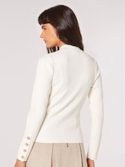 Apricot Cream Rib Crew Neck Button Jumper - Image 3 of 4
