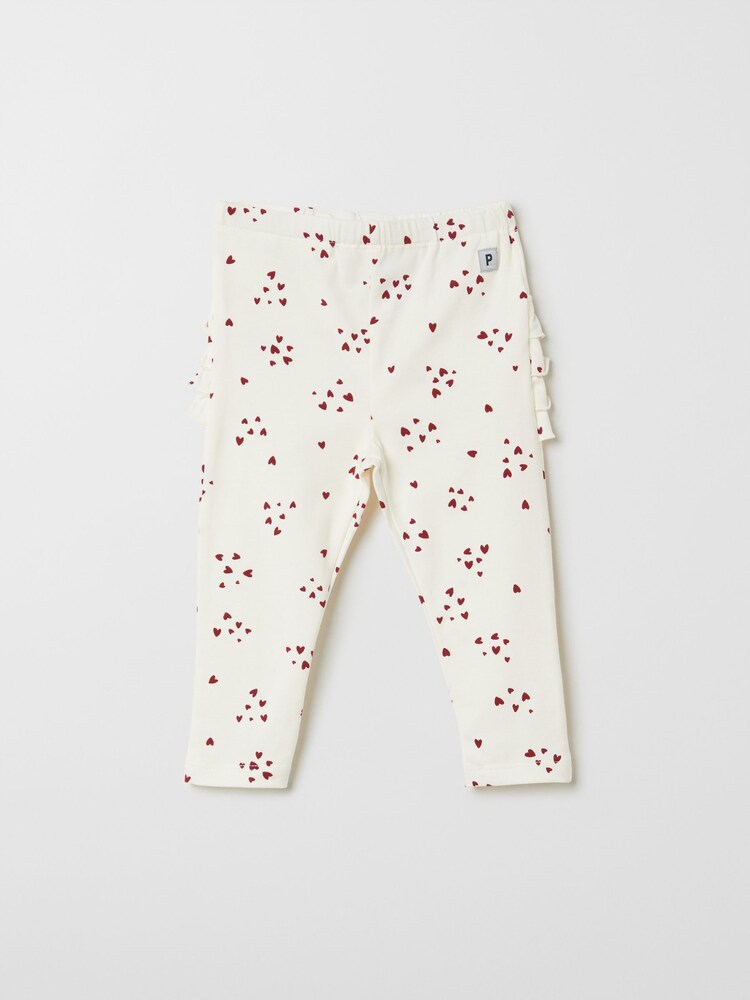 Polarn O. Pyret Red Organic Ruffled Heart Print Leggings - Image 2 of 5