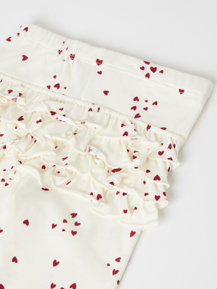 Polarn O. Pyret Red Organic Ruffled Heart Print Leggings - Image 5 of 5