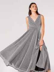 Apricot Silver Dazzle V-Neck Maxi Dress - Image 1 of 4