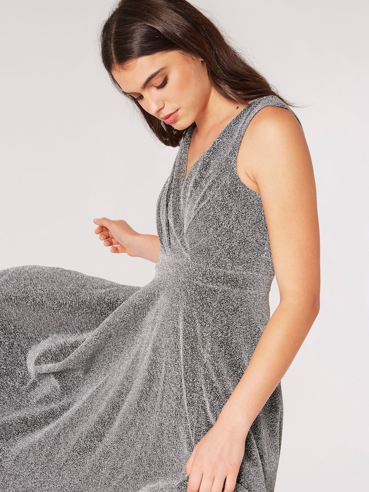Apricot Silver Dazzle V-Neck Maxi Dress - Image 4 of 4