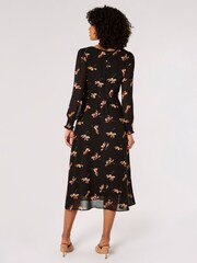 Apricot Black Single Watercolour Floral Midaxi Dress - Image 2 of 5
