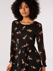 Apricot Black Single Watercolour Floral Midaxi Dress - Image 4 of 5