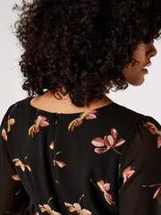 Apricot Black Single Watercolour Floral Midaxi Dress - Image 5 of 5