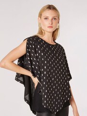 Apricot Black Gold Foil Drops Layer Top - Image 1 of 4