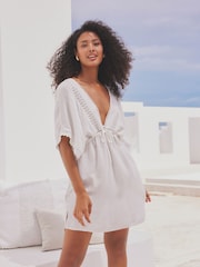 White Lace Trim Cover-Up Kaftan - Image 1 of 7