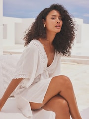 White Lace Trim Cover-Up Kaftan - Image 2 of 7
