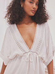 White Lace Trim Cover-Up Kaftan - Image 4 of 7