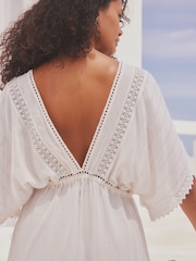 White Lace Trim Cover-Up Kaftan - Image 6 of 7