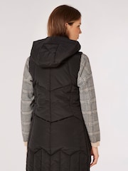 Apricot Black Geometric Hooded Puffer Gilet - Image 2 of 5