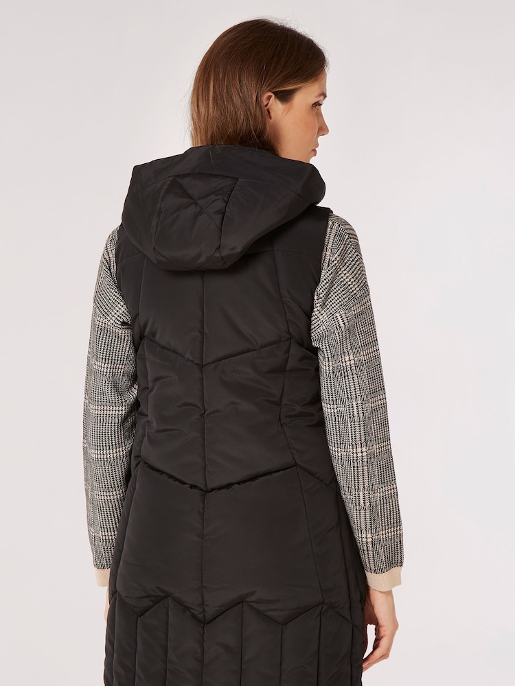 Apricot Black Geometric Hooded Puffer Gilet - Image 2 of 5