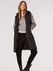 Apricot Black Geometric Hooded Puffer Gilet - Image 3 of 5