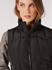 Apricot Black Geometric Hooded Puffer Gilet - Image 4 of 5