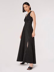 Apricot Black Dazzle V-Neck Maxi Dress - Image 1 of 5