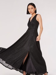 Apricot Black Dazzle V-Neck Maxi Dress - Image 2 of 5