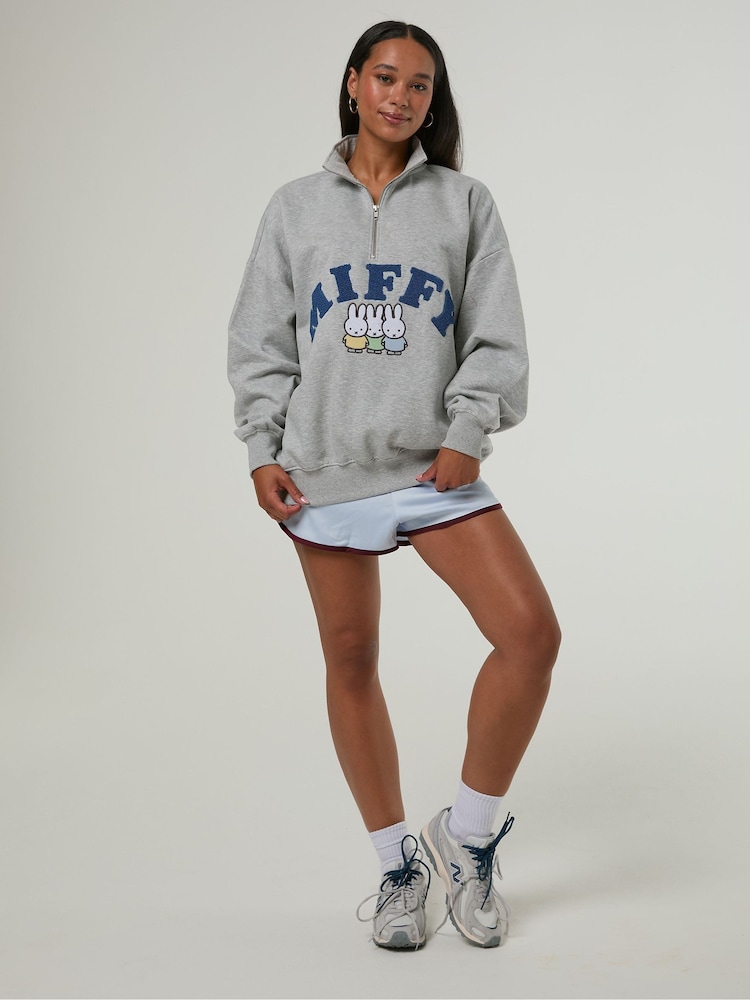 Skinnydip Grey Miffy Zip Sweatshirt - Image 1 of 3 Skinnydip Grey Miffy Zip Sweatshirt - Image 1 of 3