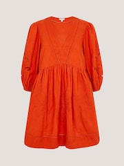Monsoon Orange Noelle Embroidered Mini Dress - Image 4 of 5