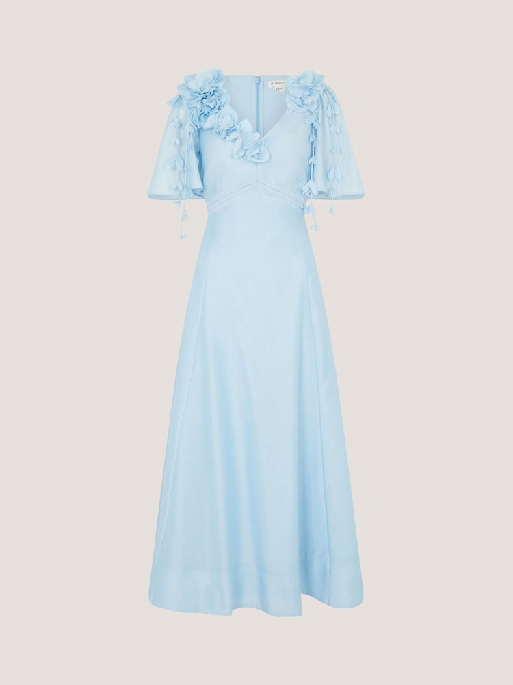 Monsoon Blue Clarissa Floral Appliqué Midi Dress - Image 1 of 1 Monsoon Blue Clarissa Floral Appliqué Midi Dress - Image 1 of 1