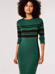 Apricot Green Stripe And illusion Panel Dress - Image 1 of 3