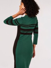 Apricot Green Stripe And illusion Panel Dress - Image 2 of 3