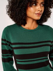 Apricot Green Stripe And illusion Panel Dress - Image 3 of 3