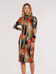 Apricot Green Paint Splash Column Dress - Image 1 of 4