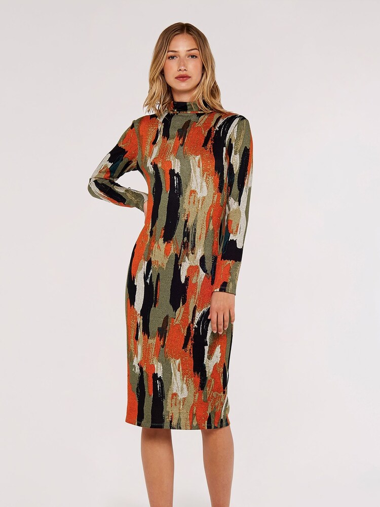 Apricot Green Paint Splash Column Dress - Image 1 of 4
