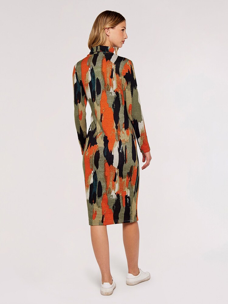 Apricot Green Paint Splash Column Dress - Image 2 of 4