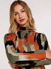 Apricot Green Paint Splash Column Dress - Image 4 of 4