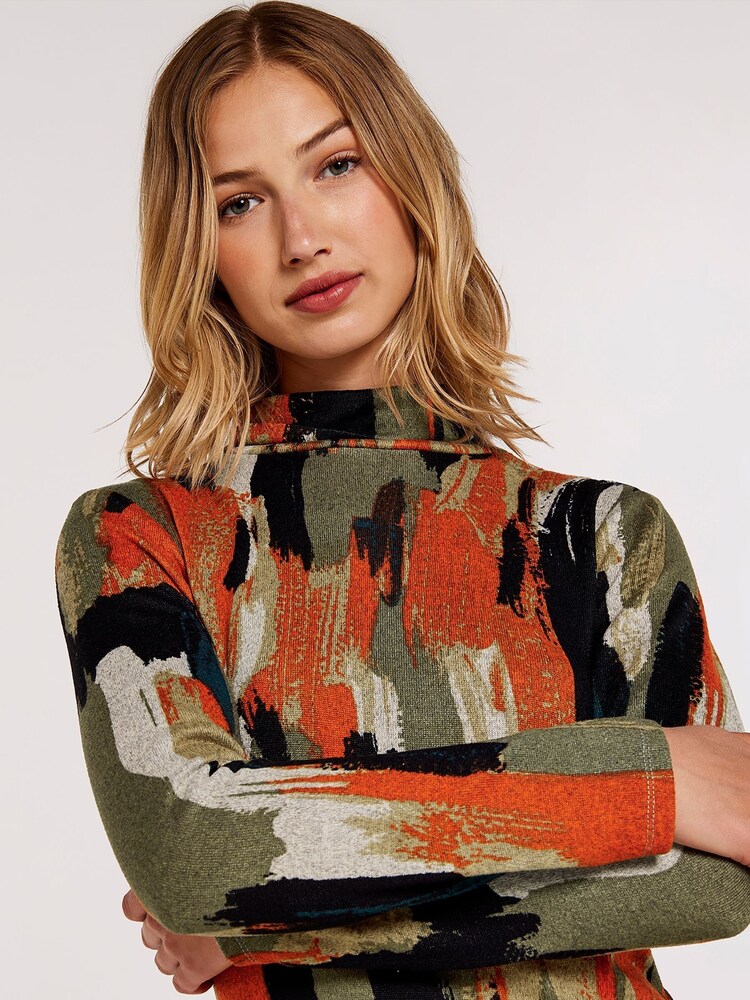 Apricot Green Paint Splash Column Dress - Image 4 of 4