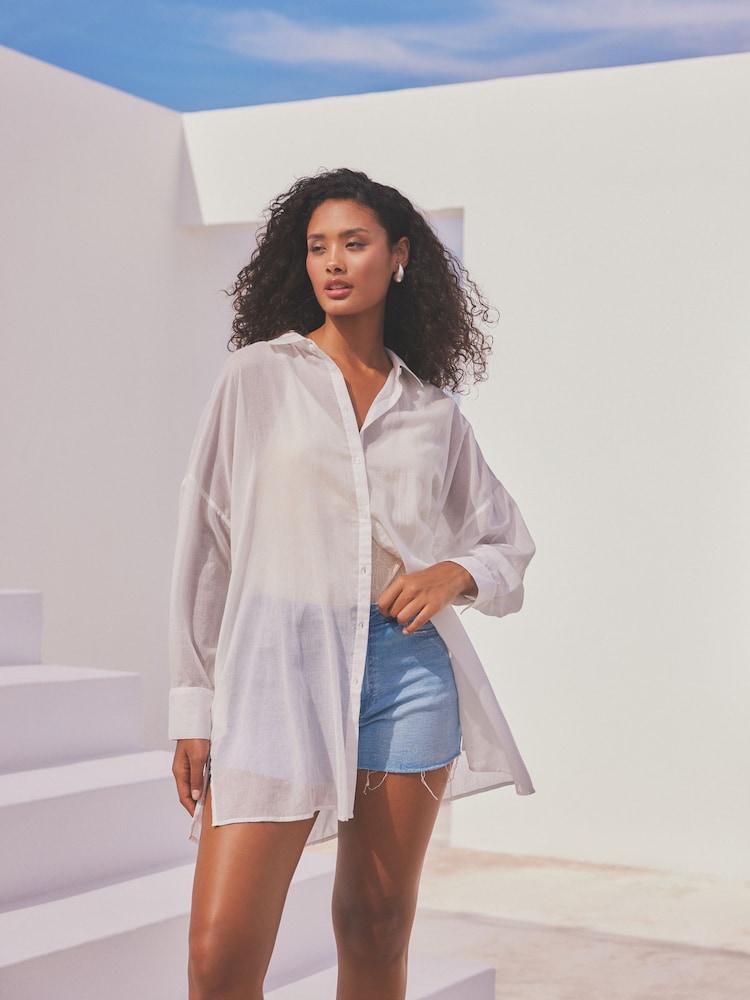 White Beach Shirt Cover-Up - Image 3 of 8