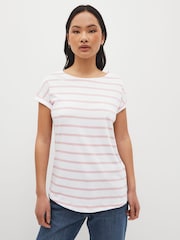 Stripe Cap Sleeve 100% Cotton T-Shirts 3 Pack - Image 2 of 10