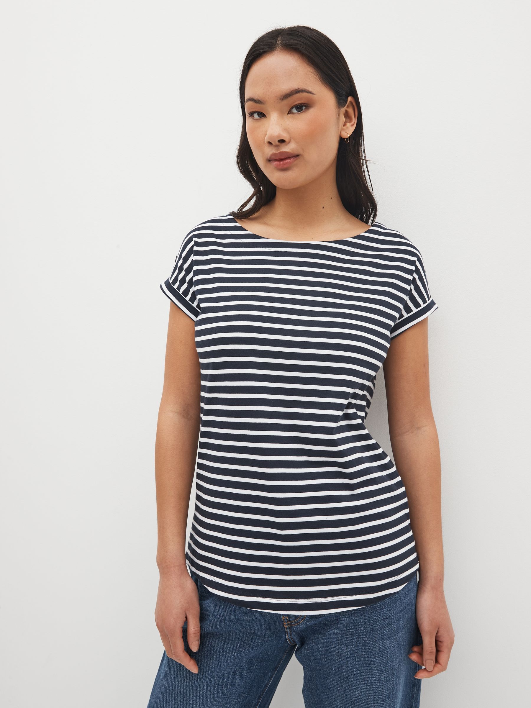 Stripe Cap Sleeve 100% Cotton T-Shirt main image 1
