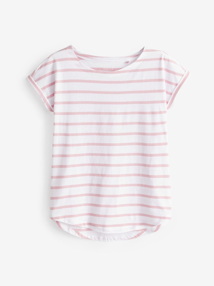 À rayures - T-shirt à manches courtes 100% coton 3 Paquet - Image 7 of 10