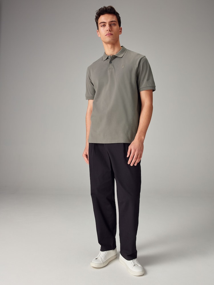 Stone Dark Regular Fit Short Sleeve Pique Polo Shirt - Image 2 of 8 Stone Dark Regular Fit Short Sleeve Pique Polo Shirt - Image 2 of 8