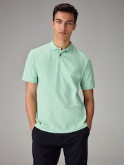 Green Mint Regular Fit Short Sleeve Pique Polo Shirt - Image 1 of 8