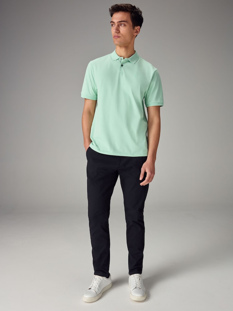 Green Mint Regular Fit Short Sleeve Pique Polo Shirt - Image 2 of 8