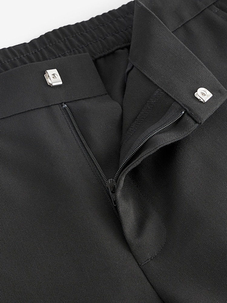 Negro - Pantalones de chándal elegantes con cintura elástica y parte delantera lisa - Imagen 11 de 11