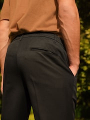Negro - Pantalones de chándal elegantes con cintura elástica y parte delantera lisa - Imagen 5 de 11