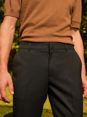 Negro - Pantalones de chándal elegantes con cintura elástica y parte delantera lisa - Imagen 7 de 11